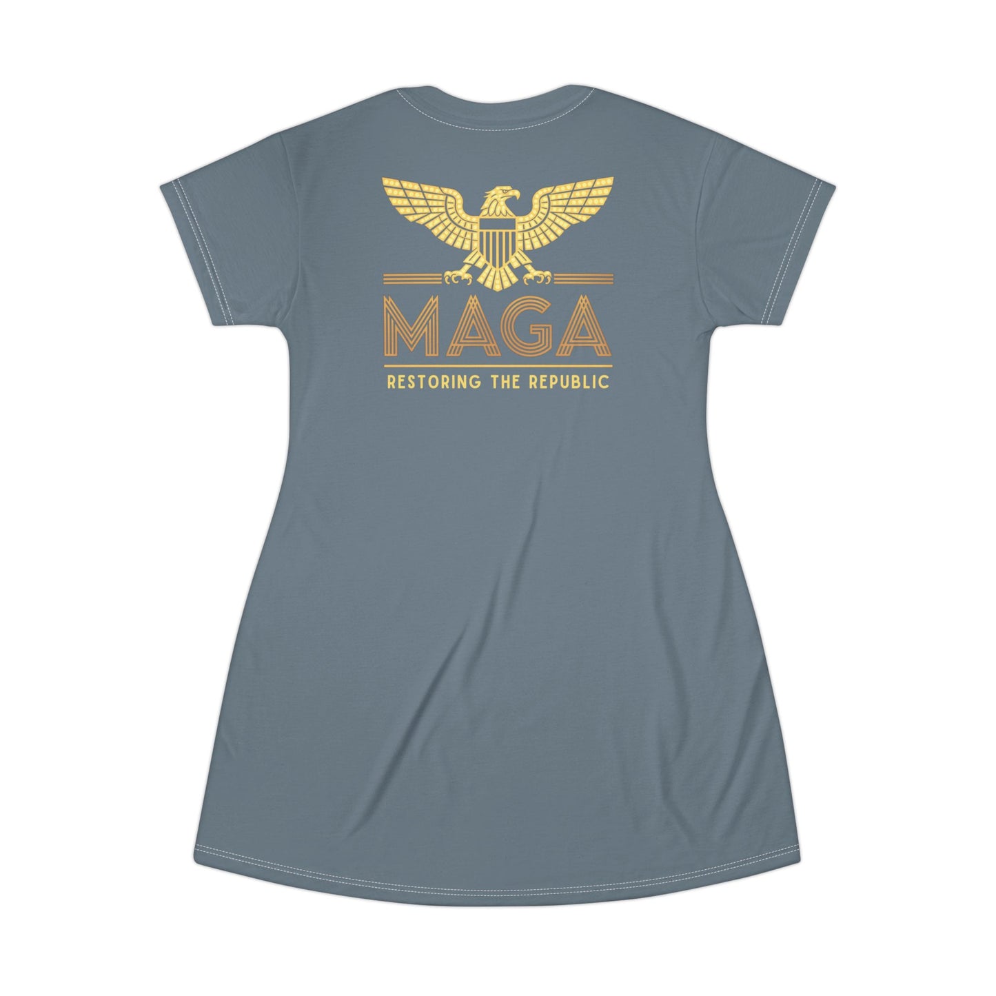 "MAGA - Restoring the Republic", T-Shirt Dress (Slate Grey)