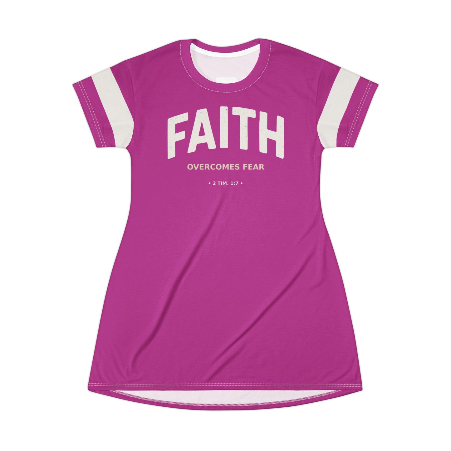 "Faith Overcomes Fear", T-Shirt Dress (Prairie Foxglove Pink)