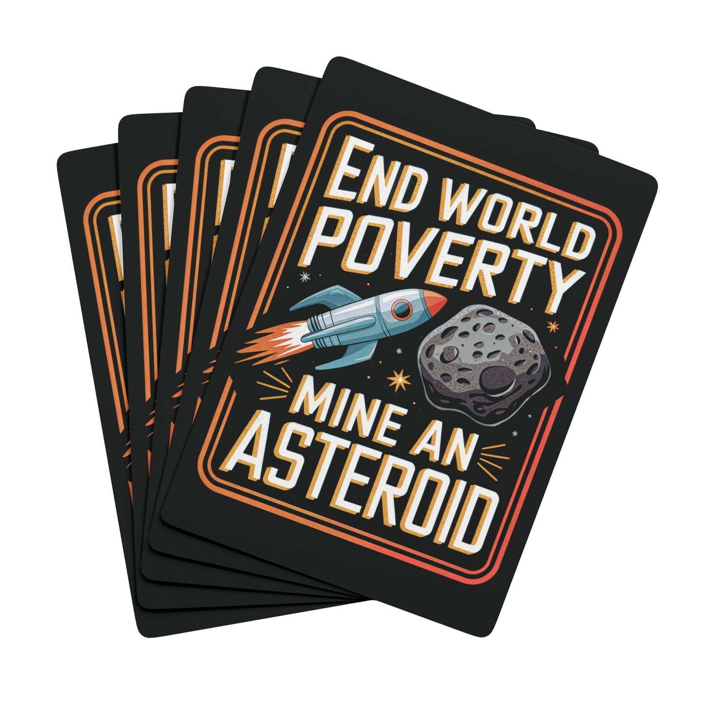 "End World Poverty", Retro Playing Cards (Void Black)