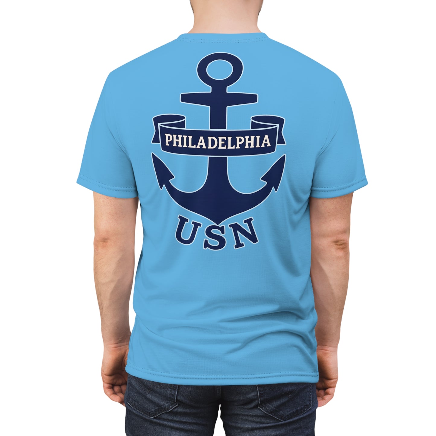 "USN Anchor", Unisex T-shirt (Atlantic Sky)