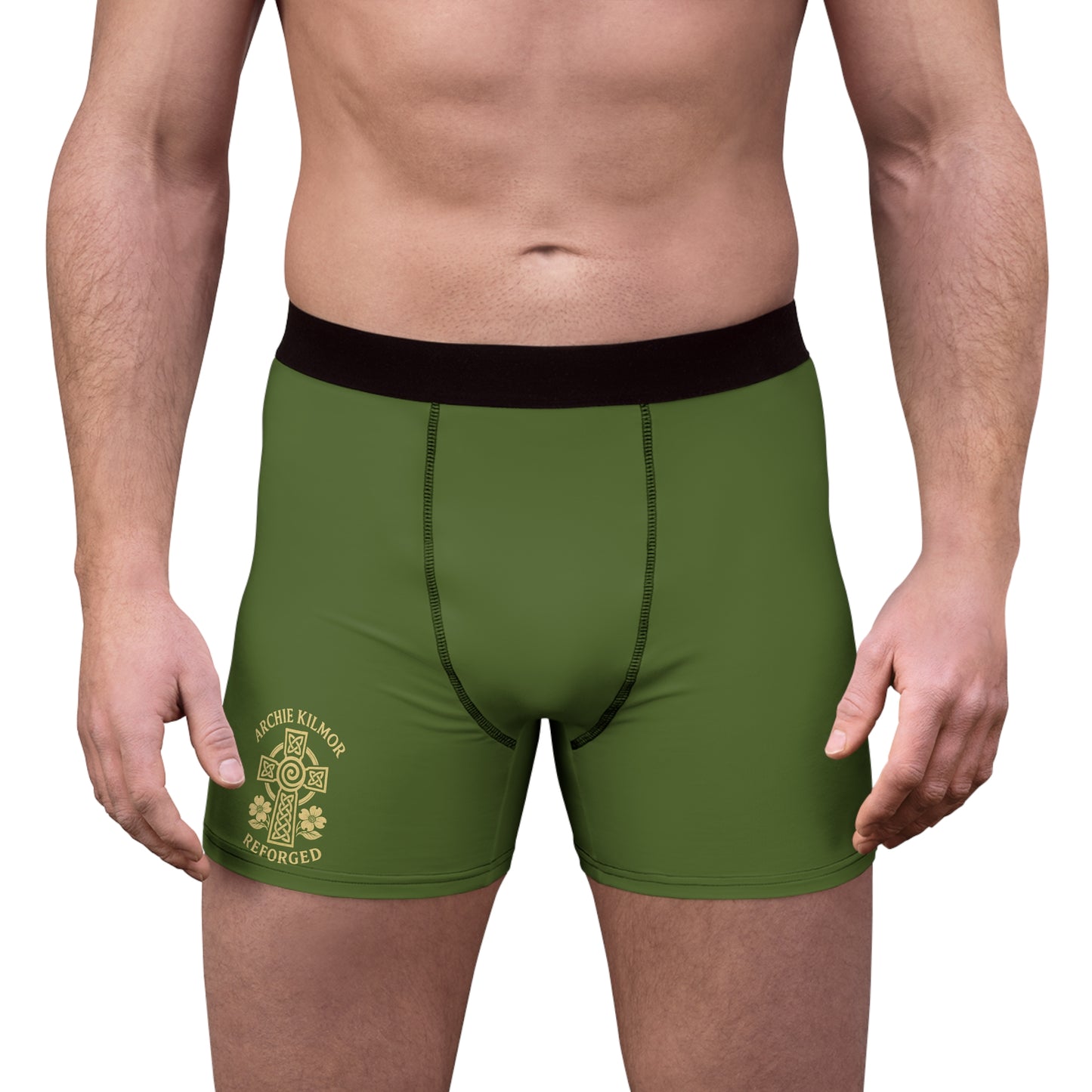 "Archie Kilmor Cross - Reforged" #01, Men's Boxer Briefs (Kangaroo-Bush Green)