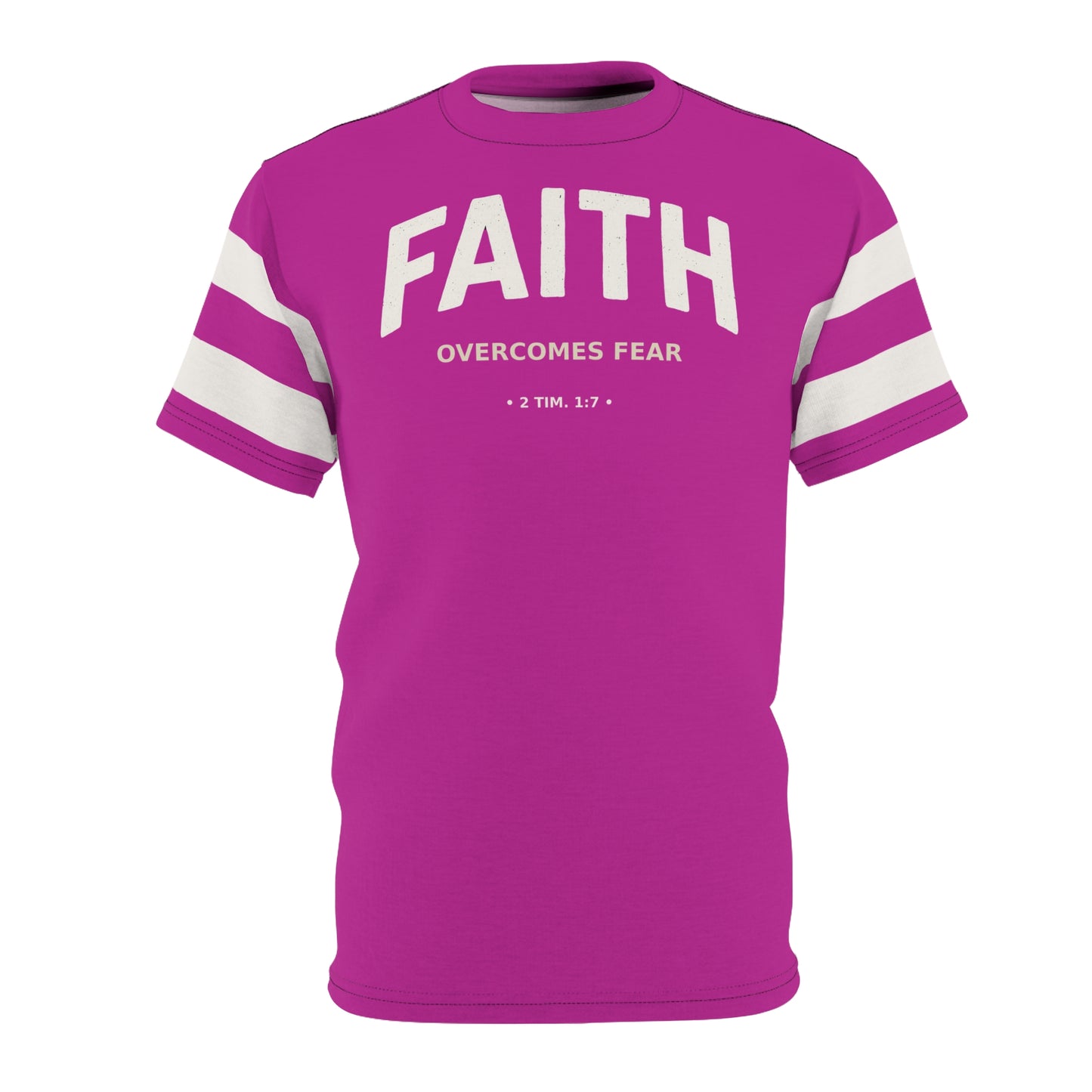 "Faith Overcomes Fear", Unisex Tee (Prairie Foxglove Pink)