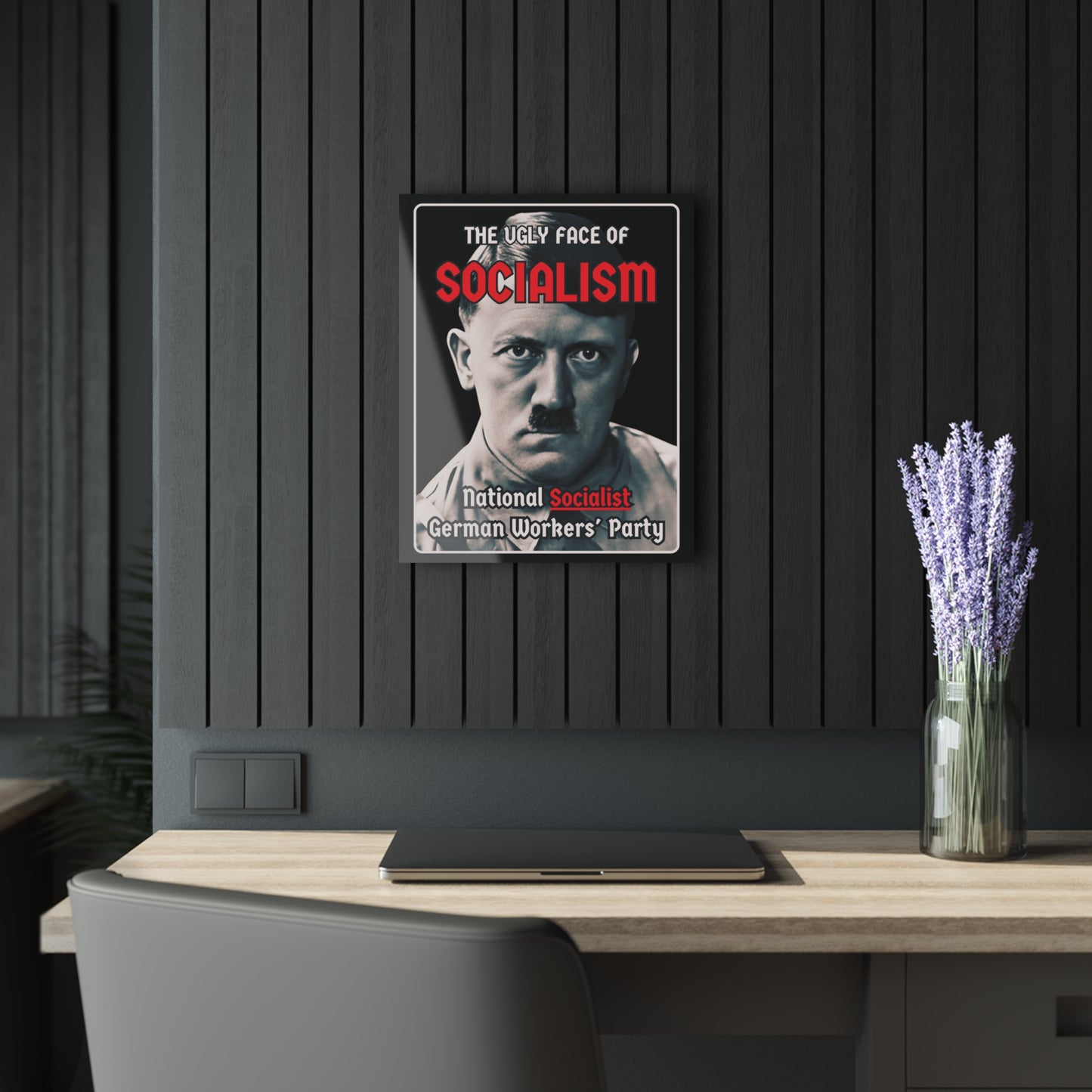 "The Ugly Face of Socialism", Acrylic Wall Prints (French Cleat Hanging) (Void Black)