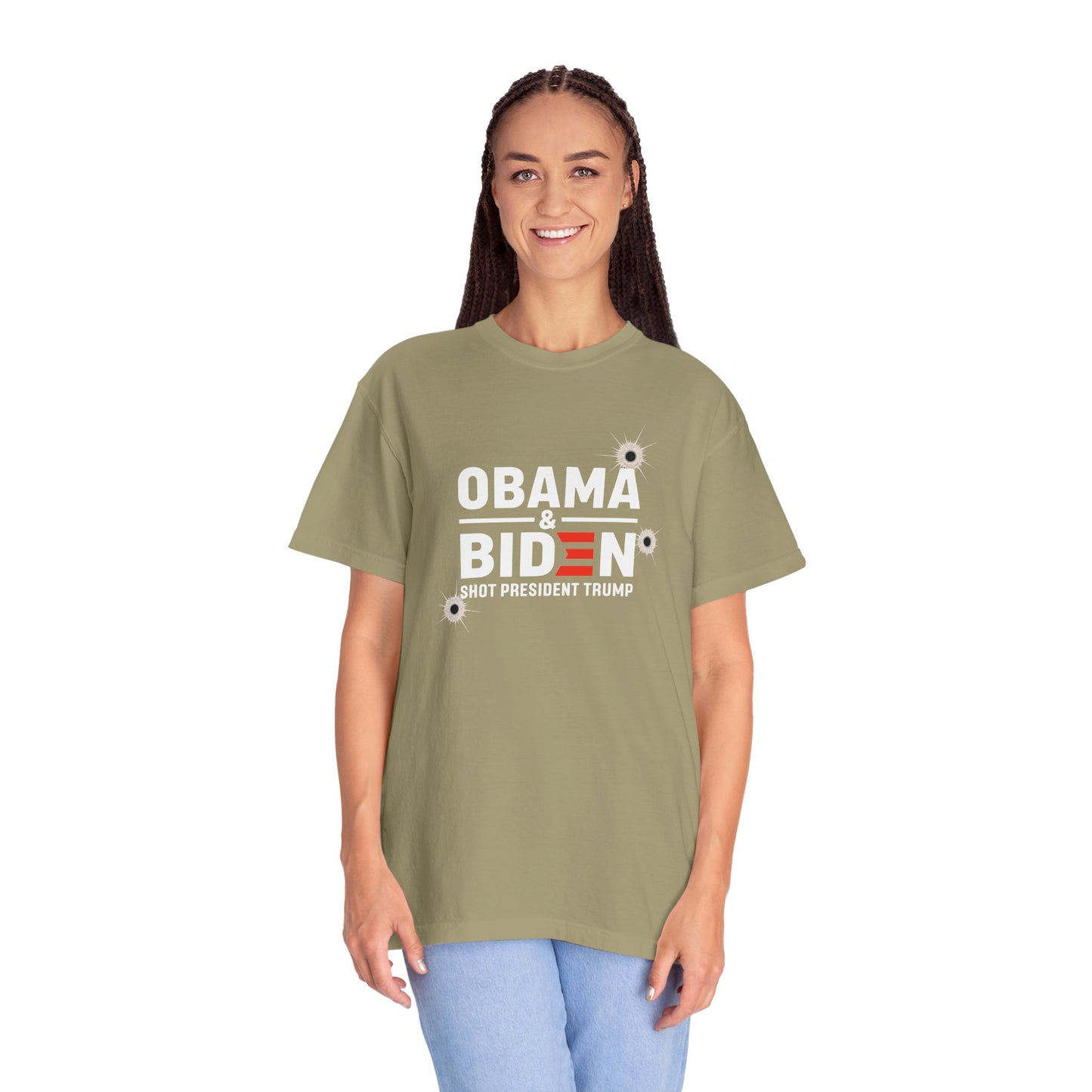 "Obama & Biden Shot President Trump", Unisex Black T-shirt