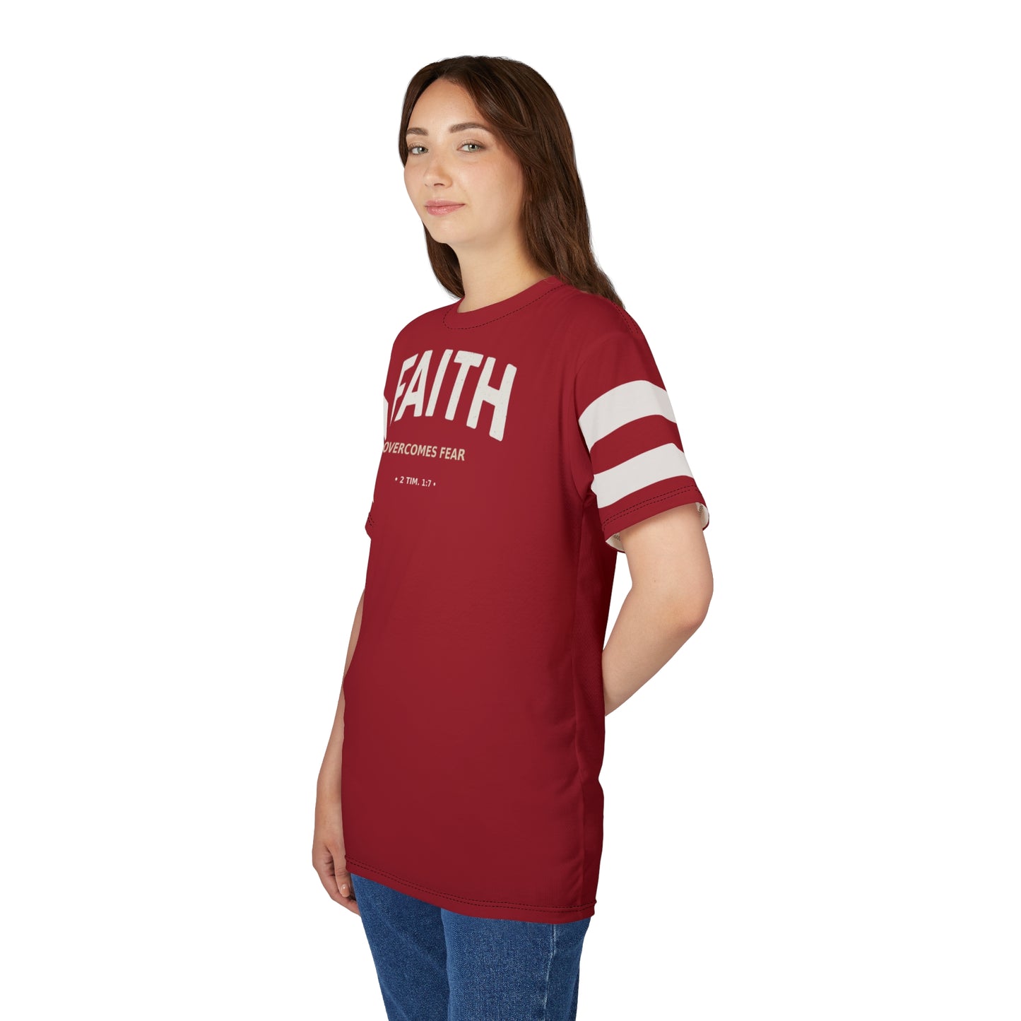 "Faith Overcomes Fear", Unisex Tee (Cherry Red)