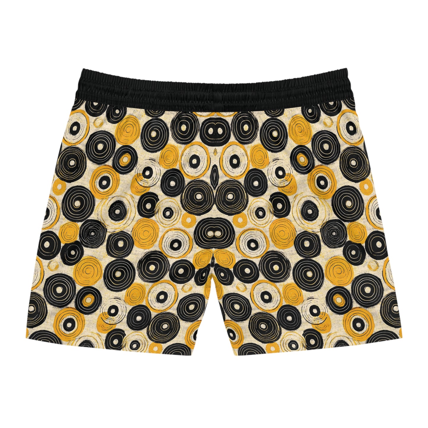 "Old 45's", Men's Mid-Length Swim Shorts (70's Black Cuffs)