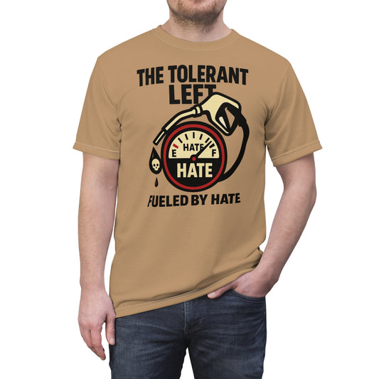 "The Tolerant Left", Unisex T-shirt (Camel Brown)