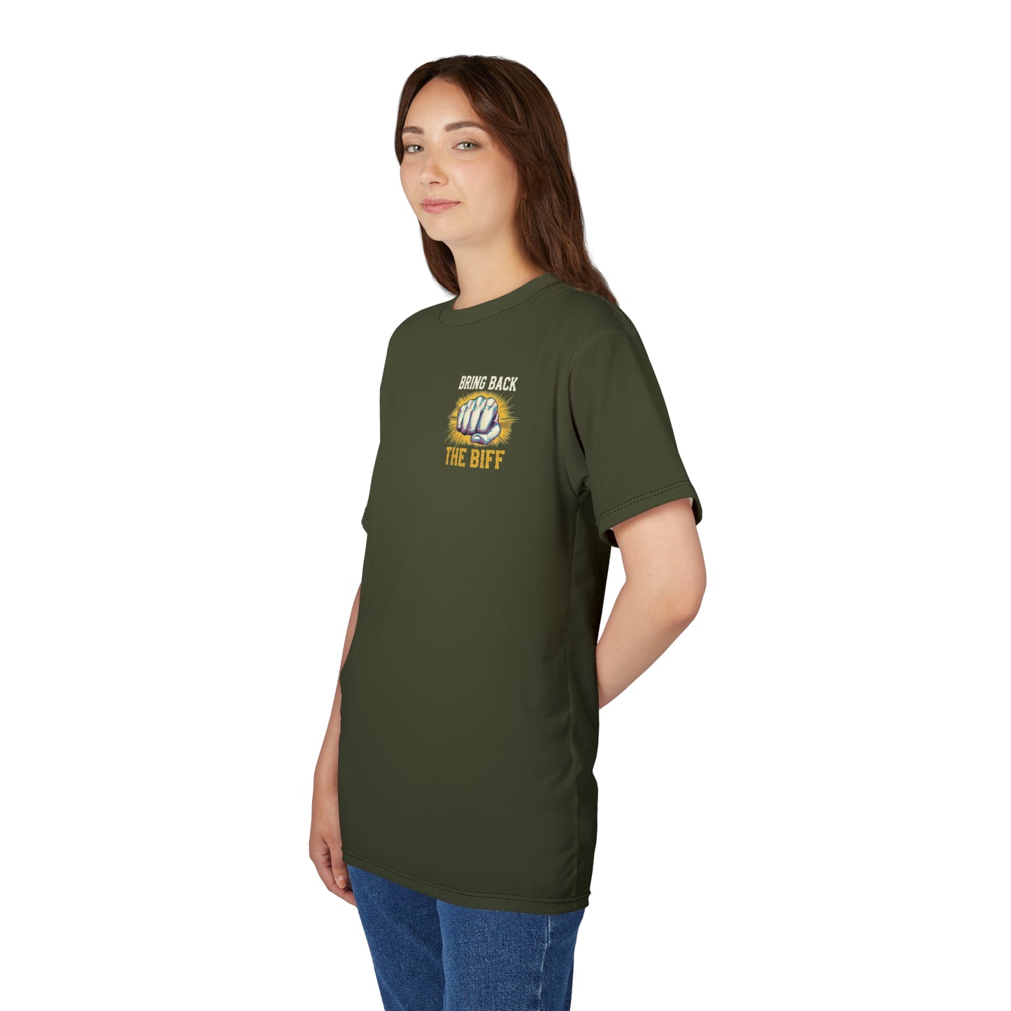 "Bring Back The Biff", Unisex T-shirt (Dark Olive Green)