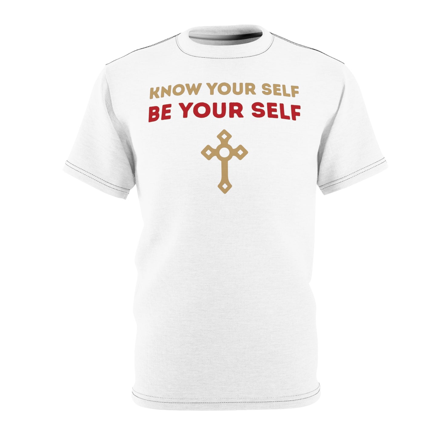 "Know Your Self", Unisex T-shirt (Foamy Milk White)