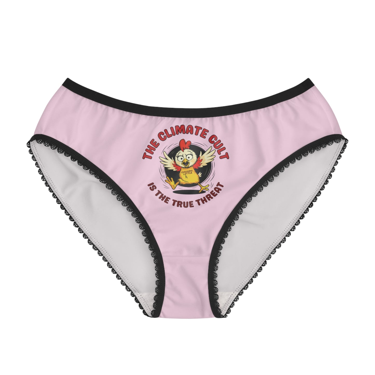 "The Climate Cult" (Chicken Little), Women's Briefs (Lace Pink)