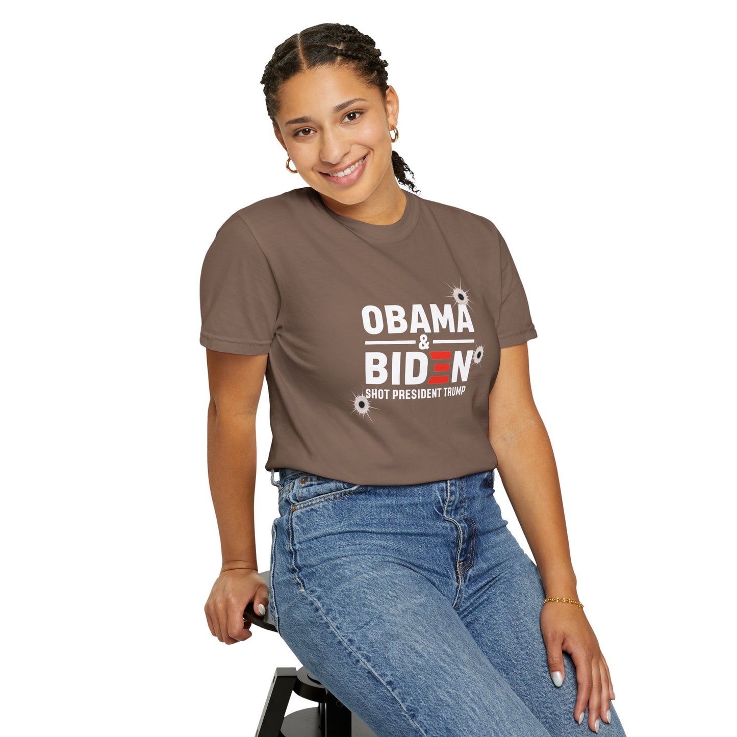 "Obama & Biden Shot President Trump", Unisex Black T-shirt