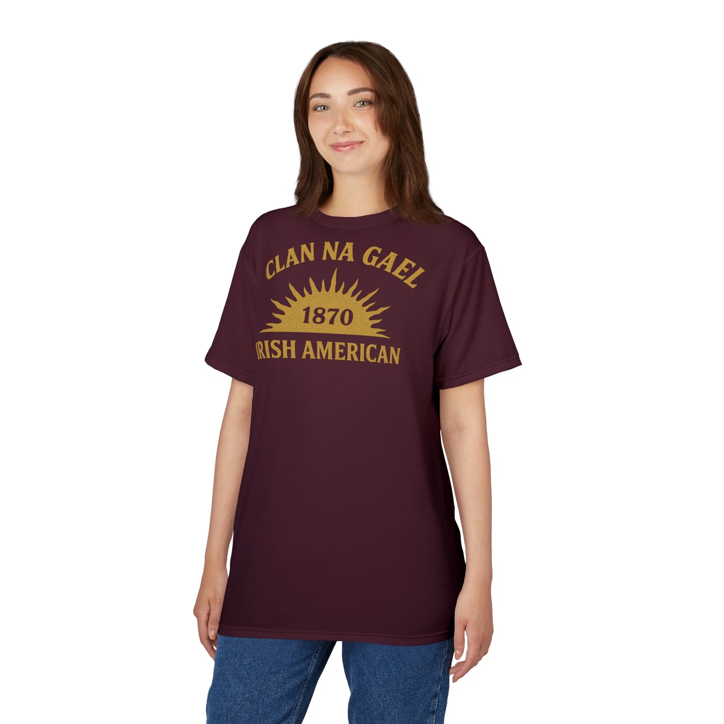 "Clan na Gael - Irish American", Unisex T-shirt (Black Raspberry)