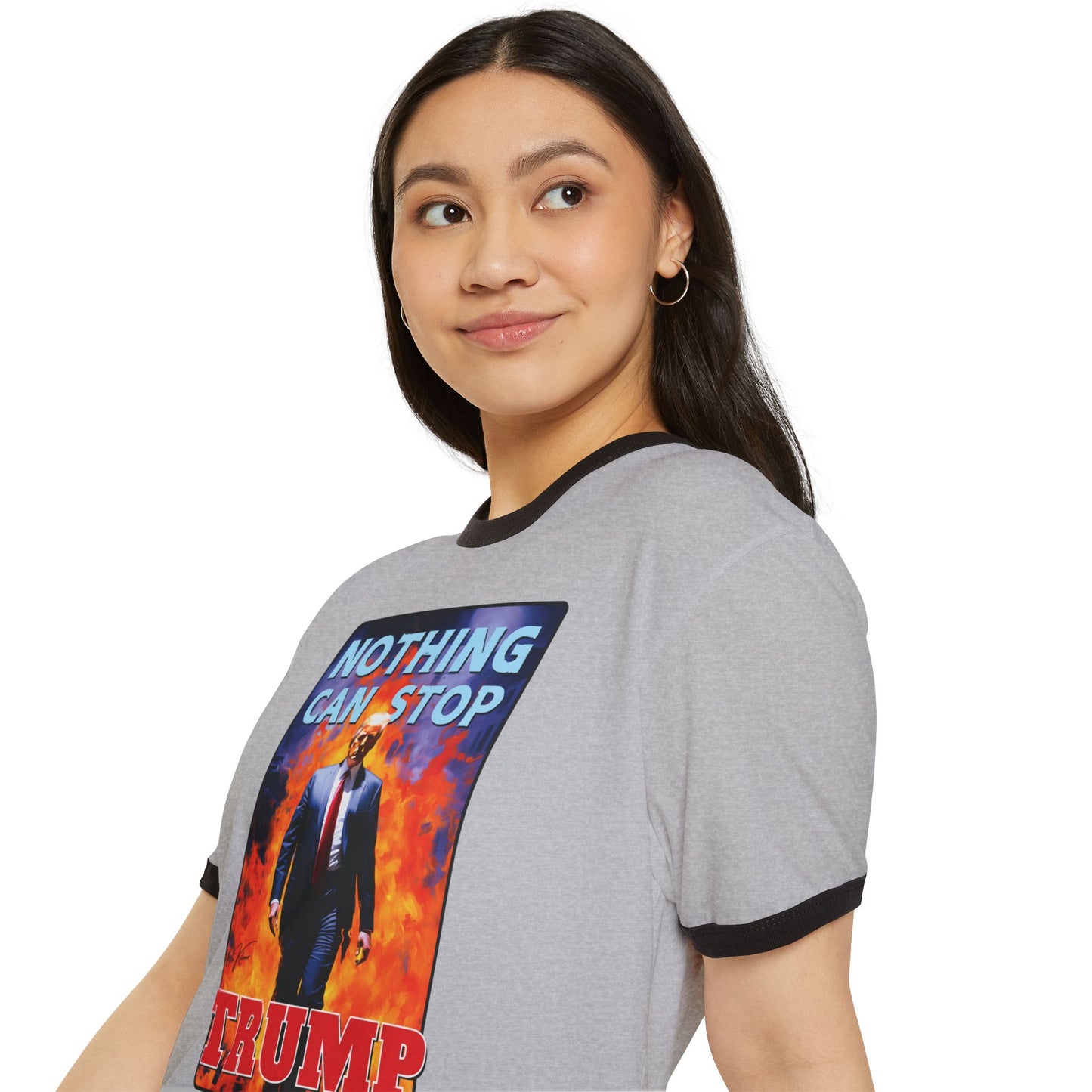 "Nothing Can Stop Trump", Unisex Cotton Ringer T-Shirt