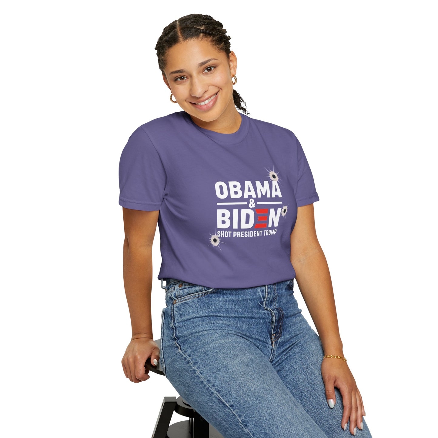 "Obama & Biden Shot President Trump", Unisex Black T-shirt