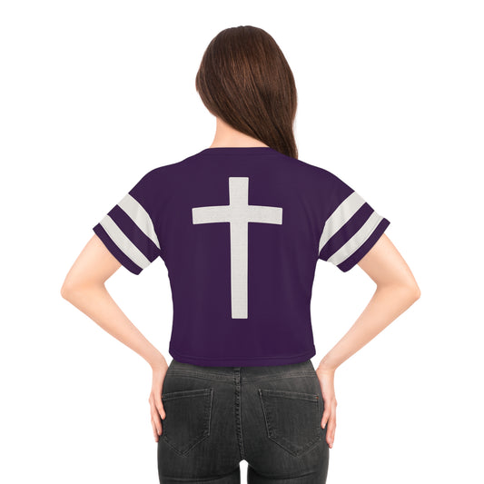"Faith Overcomes Fear", Crop Tee (Imperial Plum)