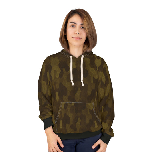 "Swamp Recon Camouflage", Unisex Wearable Art Pullover Hoodie (Alligator Black Cuffs & Waist)