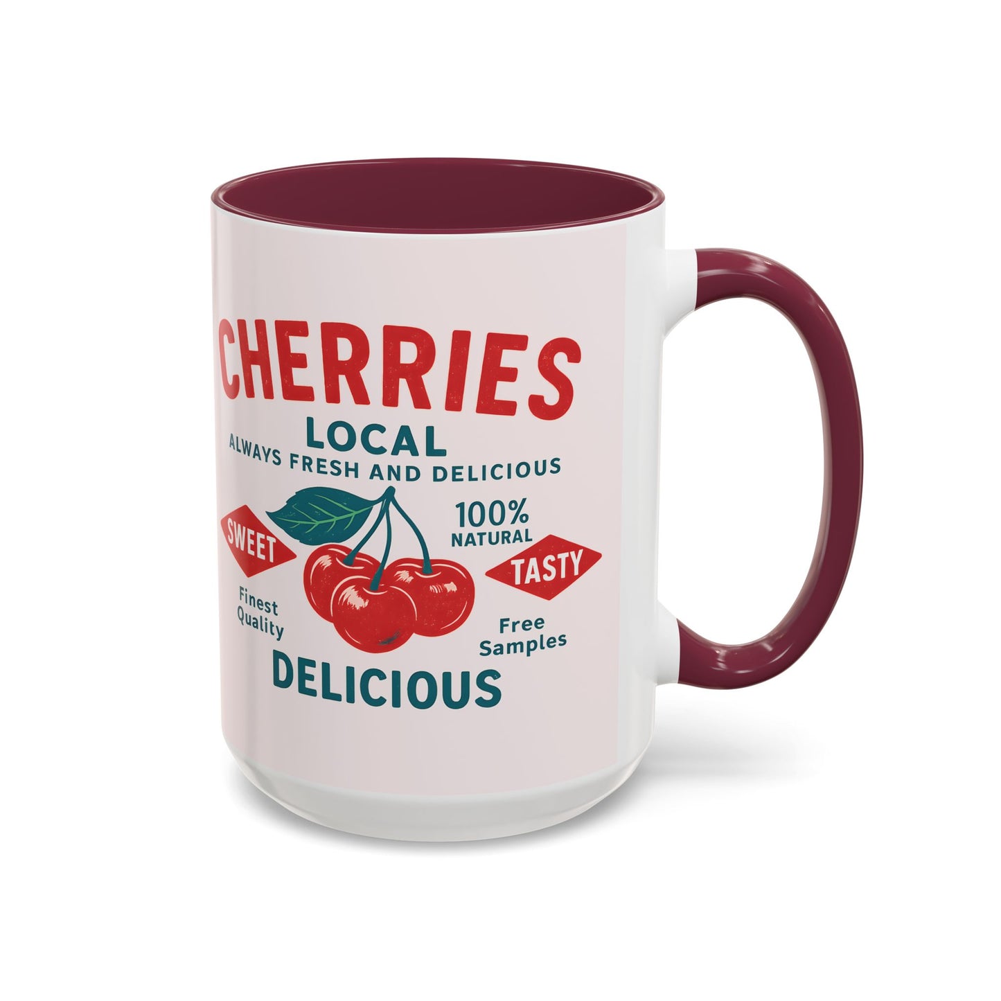 "Delicious Cherries", Colorful Mugs (11oz, 15oz) (Sea Salt Sherbet)