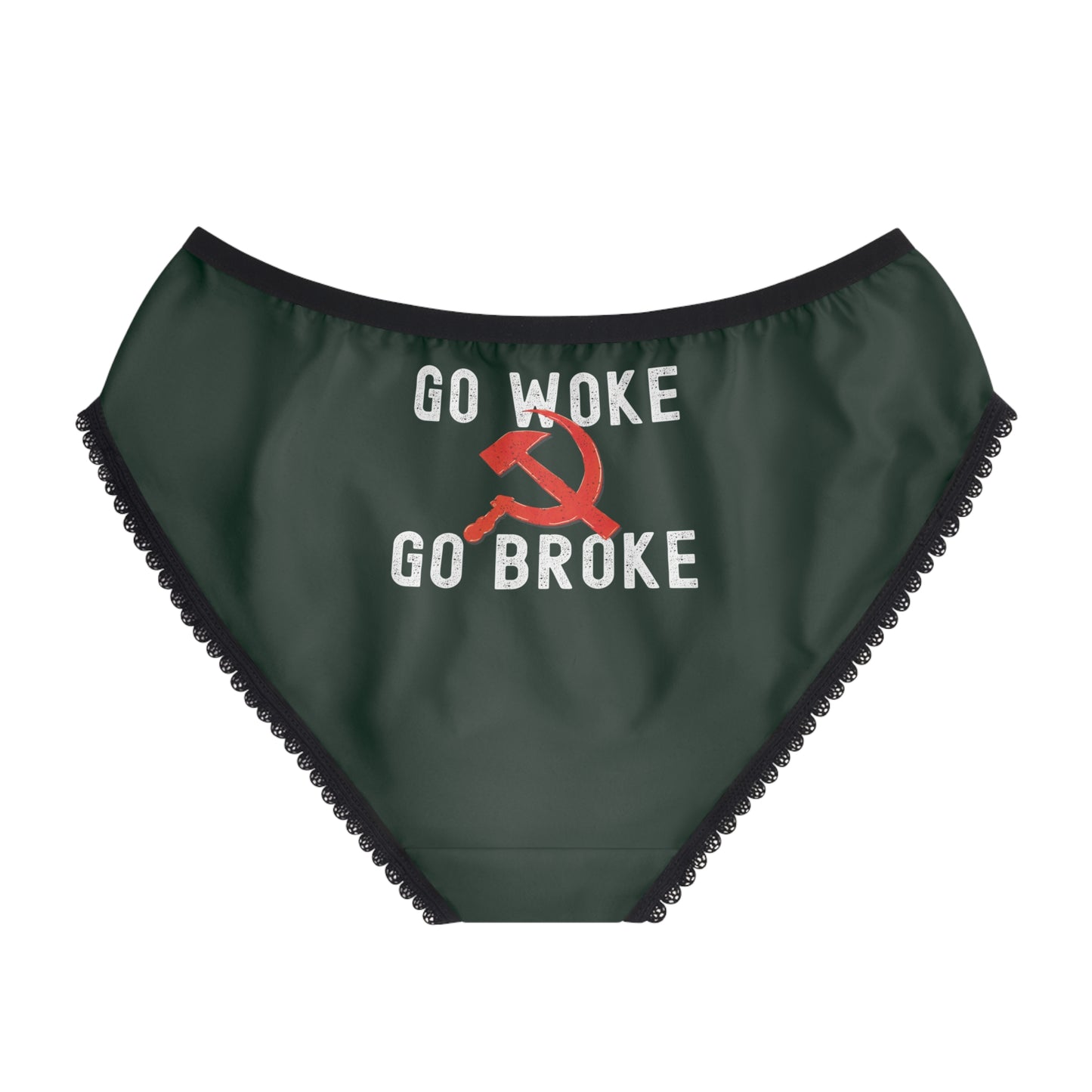 "Go Woke Go Broke (Communist)", Women's Briefs (Deep Grove Green)