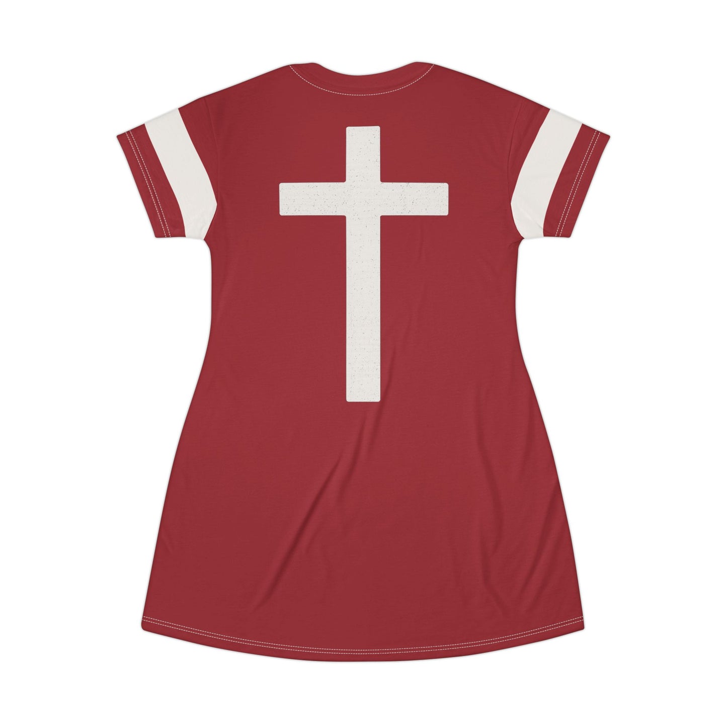 "Faith Overcomes Fear", T-Shirt Dress (Cherry Red)