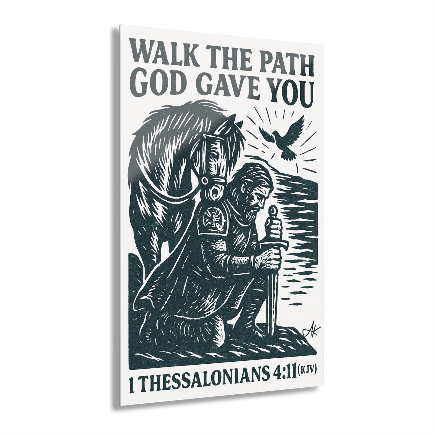 "1 Thessalonians 4:11 (KJV)", Acrylic Wall Prints (French Cleat Hanging) (Porcelain White)