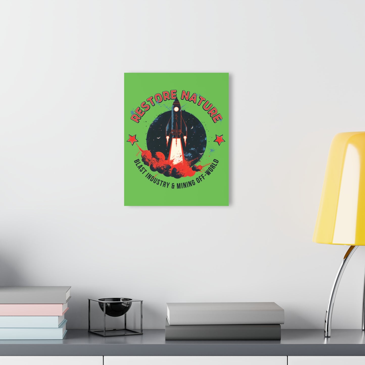 "Restore Nature", Acrylic Wall Prints (French Cleat Hanging) (Neon Green)