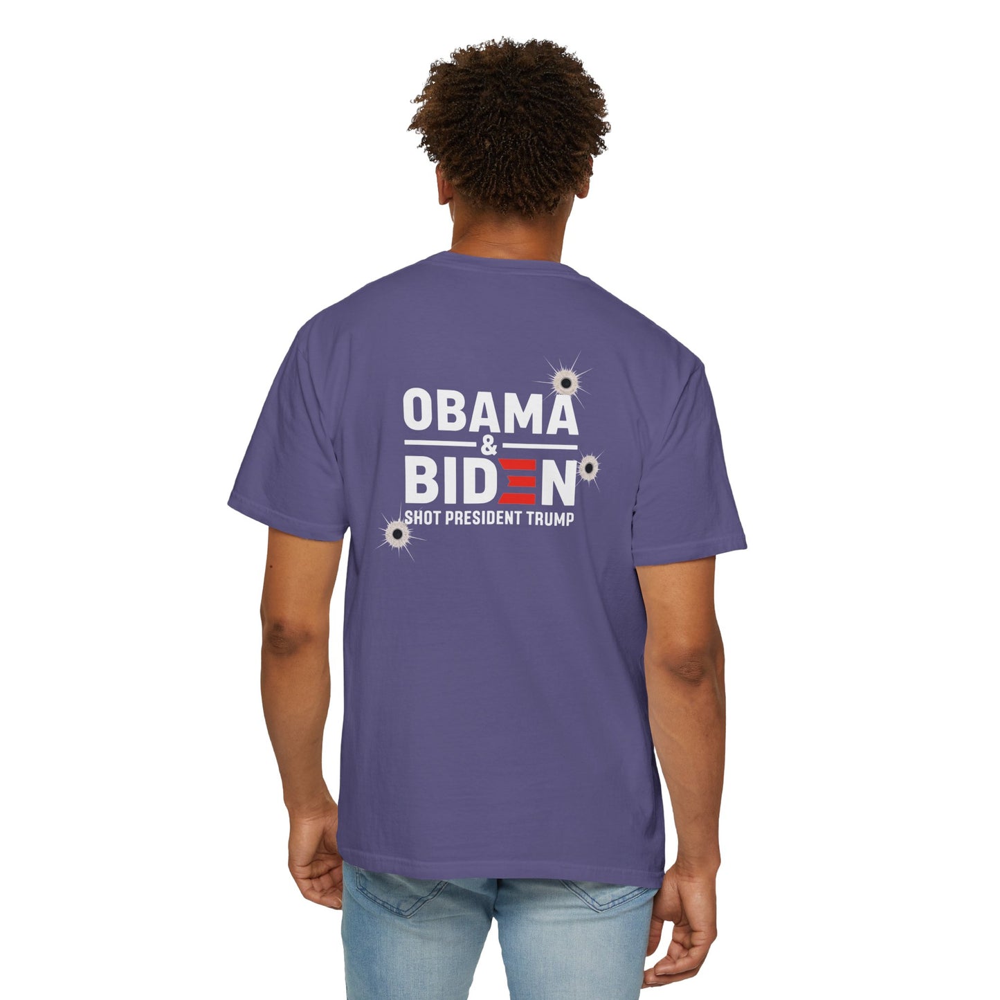 "Obama & Biden Shot President Trump", Unisex Black T-shirt