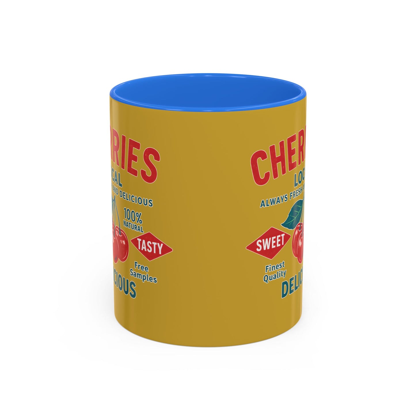 "Delicious Cherries", Colorful Mugs (11oz, 15oz) (Forgelight Gold)