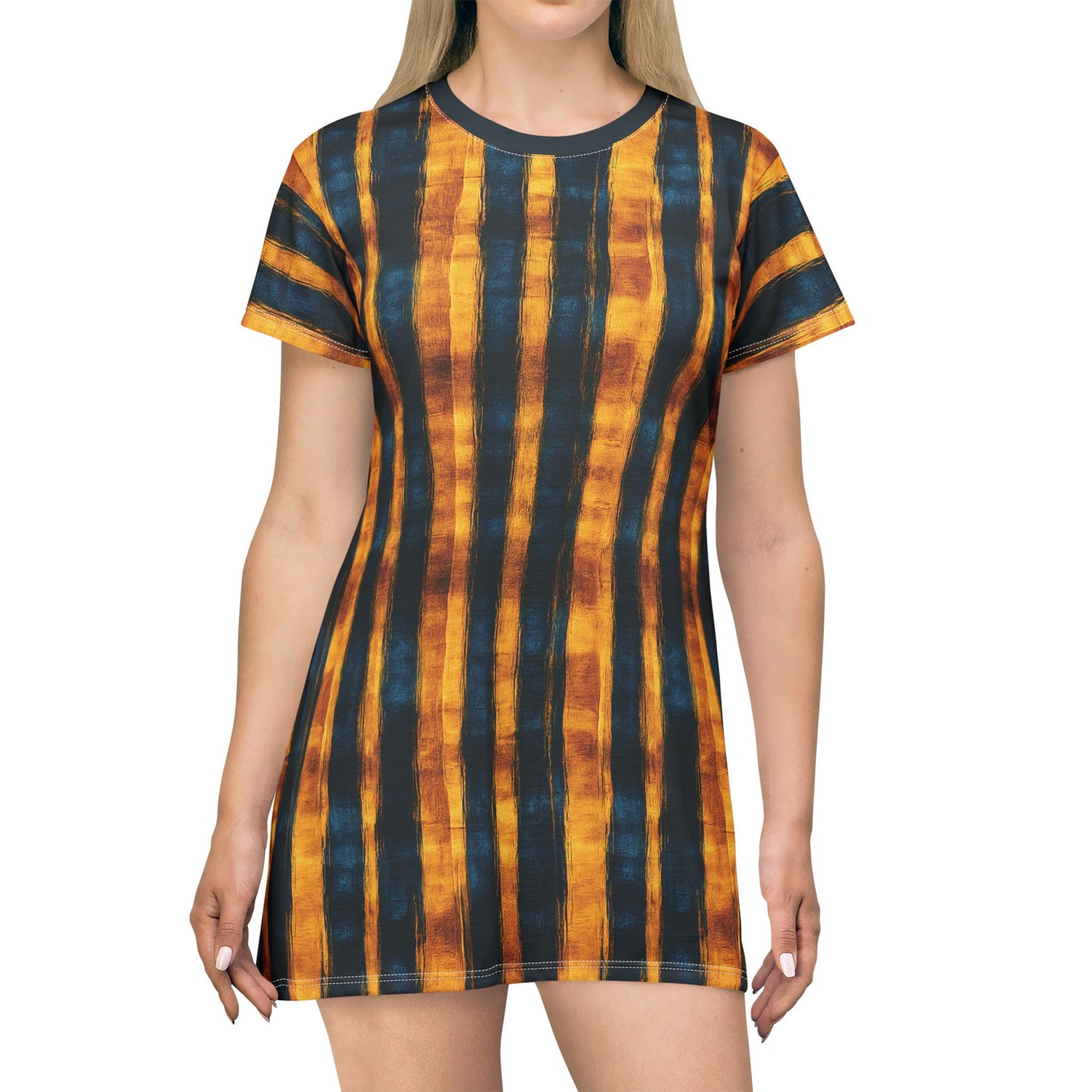 "Paleo Wolf Clan", T-Shirt Dress (Paleo Wolf Blue Collar)