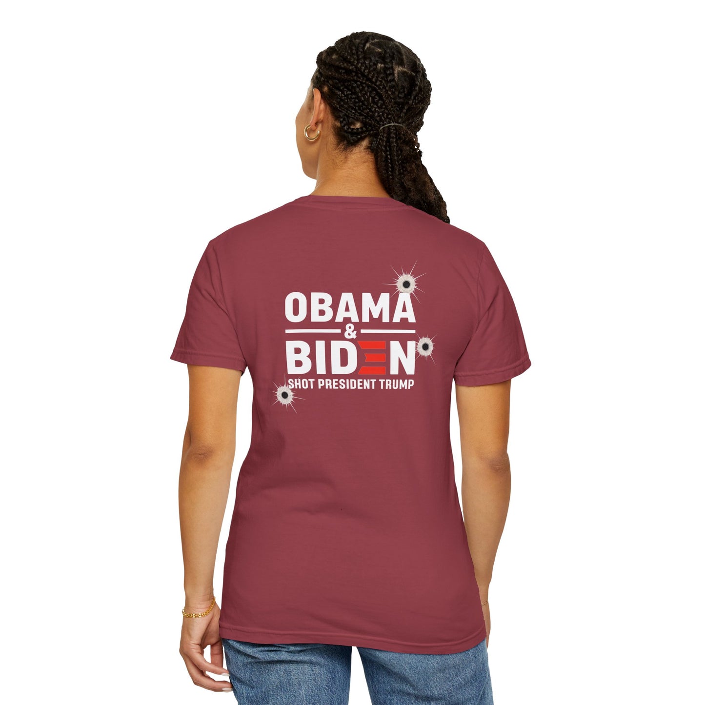 "Obama & Biden Shot President Trump", Unisex Black T-shirt
