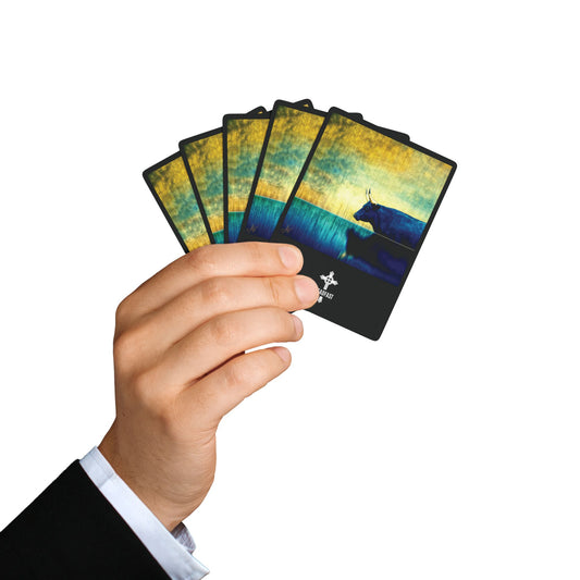 "Cattle Raid of Cooley" (Táin Bó Cúailnge), Fine Art Playing Cards (Void Black)