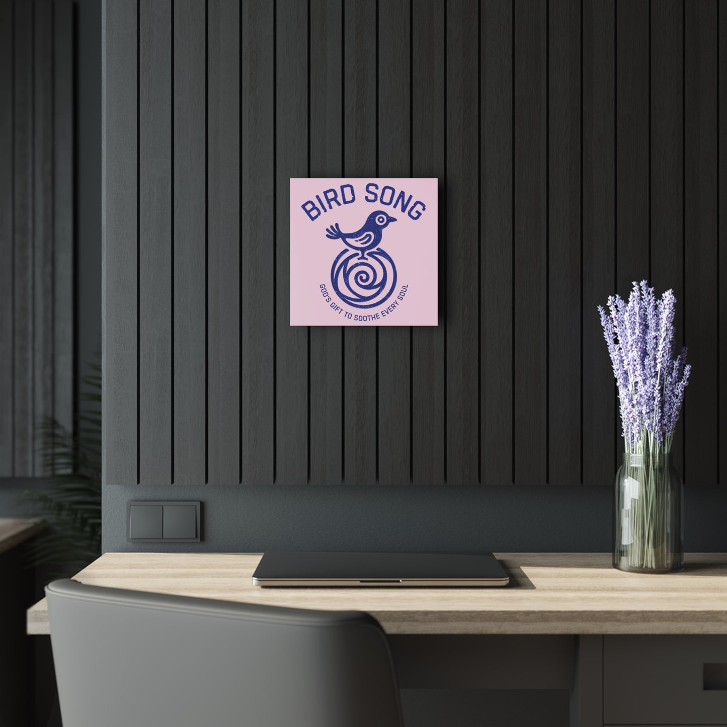 "Bird Song", Christian Acrylic Wall Prints (French Cleat Hanging) (Lace Pink)