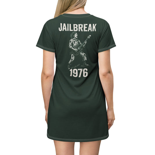"Jailbreak 1976", T-Shirt Dress (Deep Grove Green)
