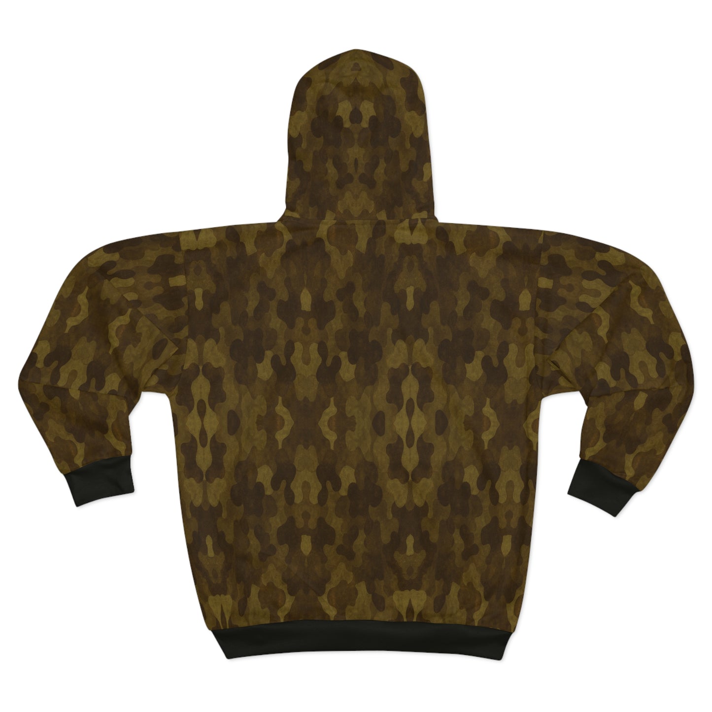 "Swamp Recon Camouflage", Unisex Wearable Art Zip Hoodie (Alligator Black Cuffs and Waist)