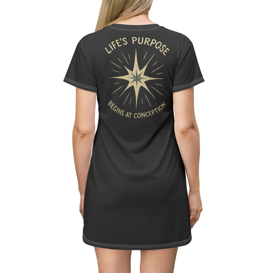 "Life's Purpose Begins at Conception #02", T-Shirt Dress (Lead)