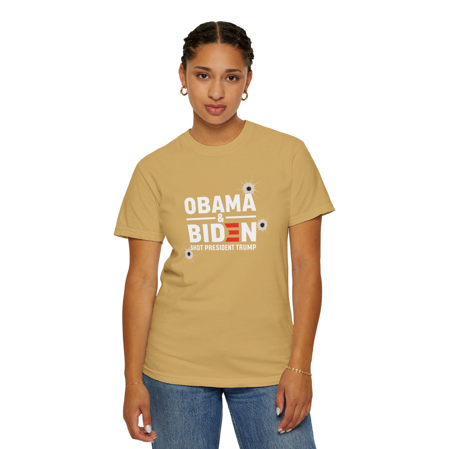 "Obama & Biden Shot President Trump", Unisex Black T-shirt