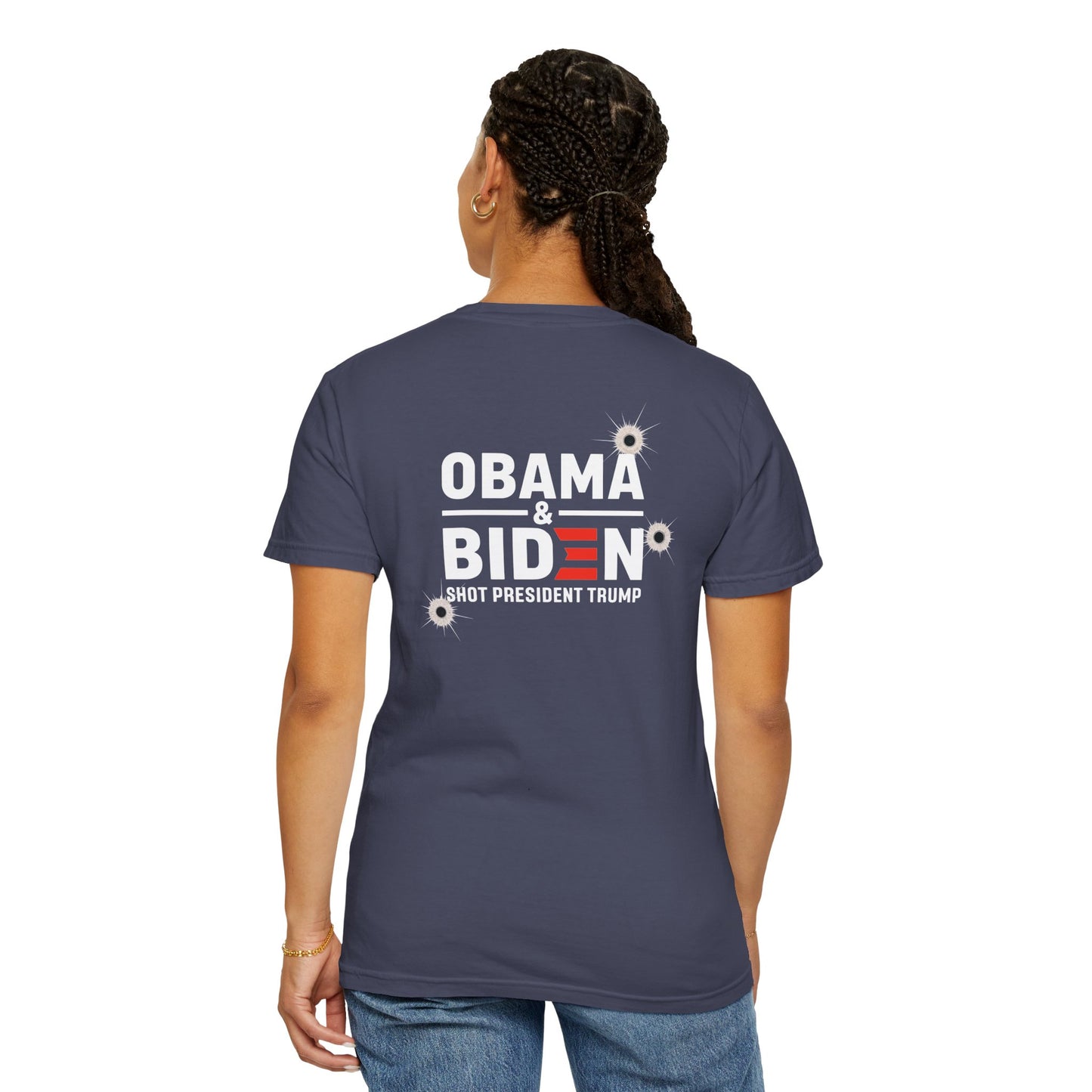 "Obama & Biden Shot President Trump", Unisex Black T-shirt