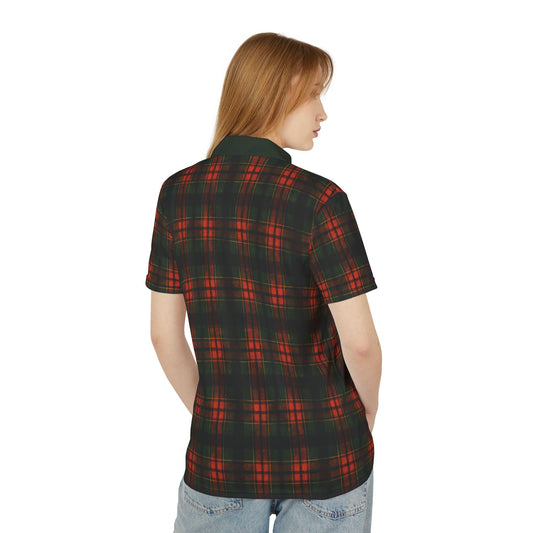 "Kilmor Brieve Tartan", Unisex Polo Shirt (Brieve Green Collar)