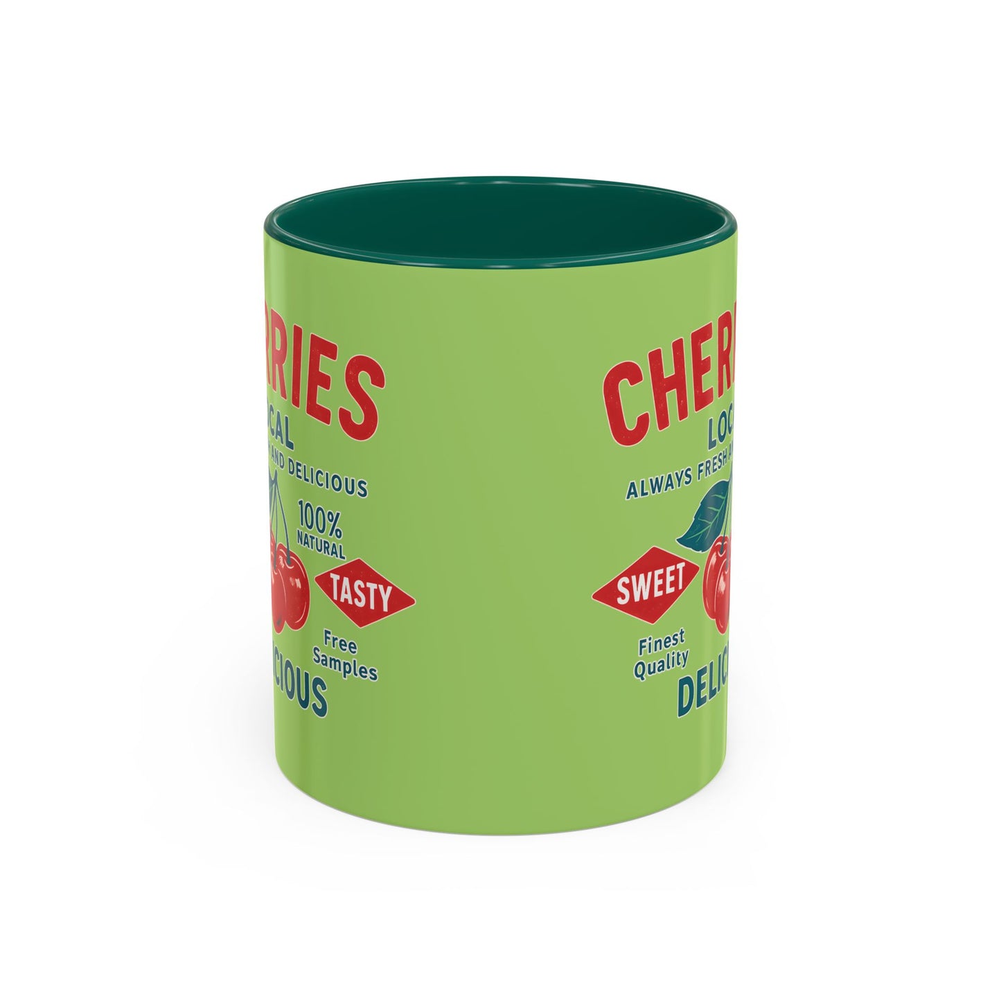 "Delicious Cherries", Colorful Mugs (11oz, 15oz) (Orchard Lime)