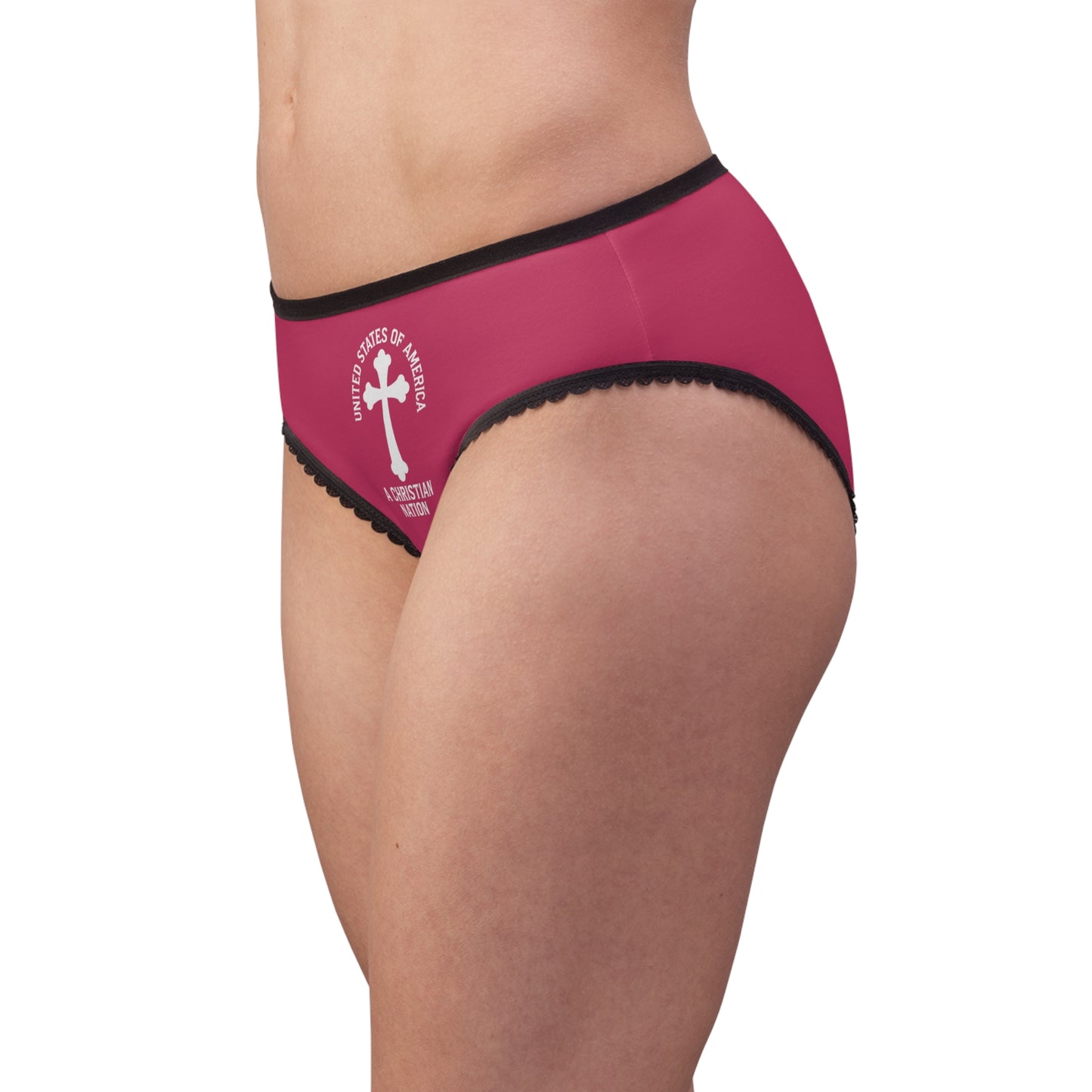 "USA - A Christian Nation" #04, Women's Briefs (Steel Pink)