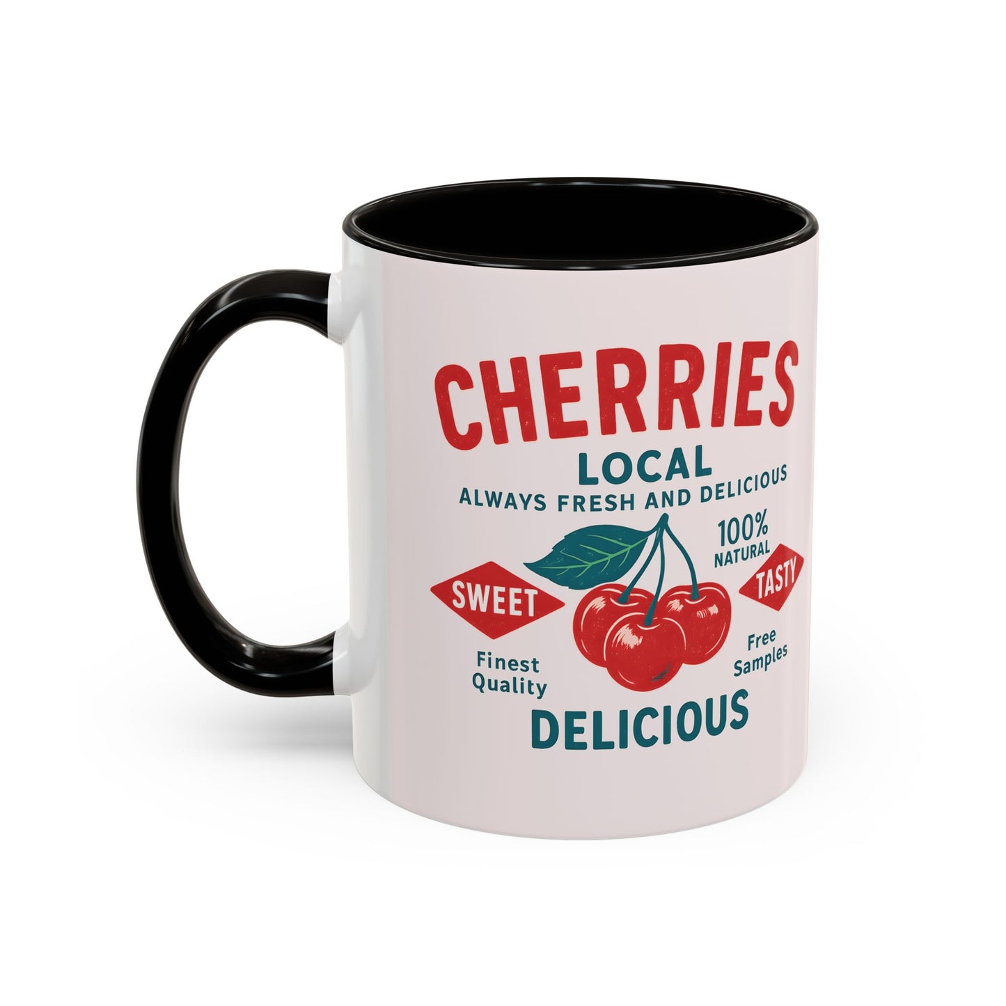 "Delicious Cherries", Colorful Mugs (11oz, 15oz) (Sea Salt Sherbet)
