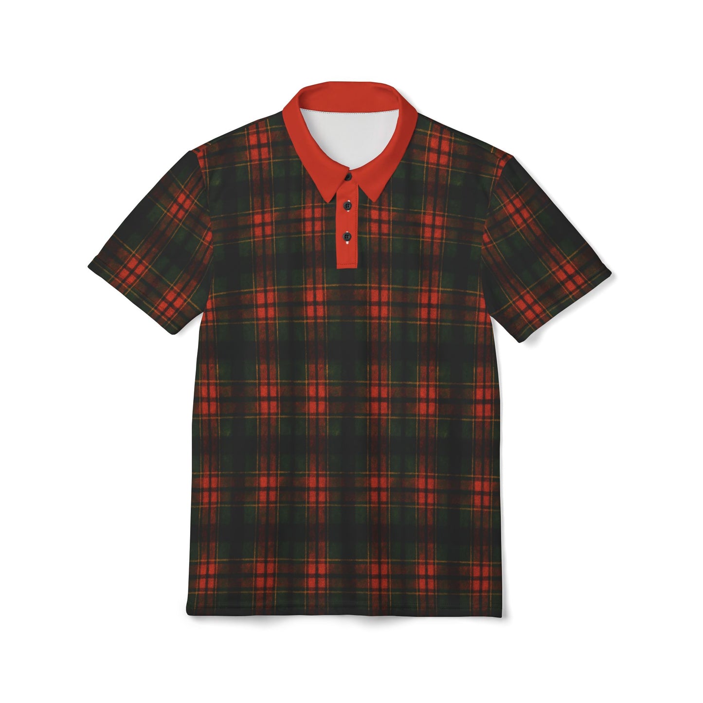 "Kilmor Brieve Tartan", Unisex Polo Shirt (Brieve Red Collar)