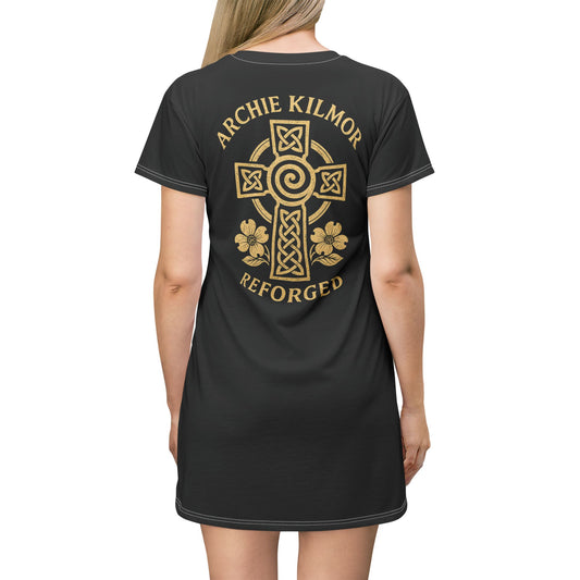 "Archie Kilmor Cross - Reforged" #01, Wearable Art T-Shirt Dress (Moonless Black)