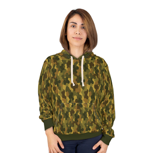 "SASR inspired Day-Ops Camouflage" Style 02, Unisex Wearable Art Pullover Hoodie (SASR Green Cuffs & Waist)