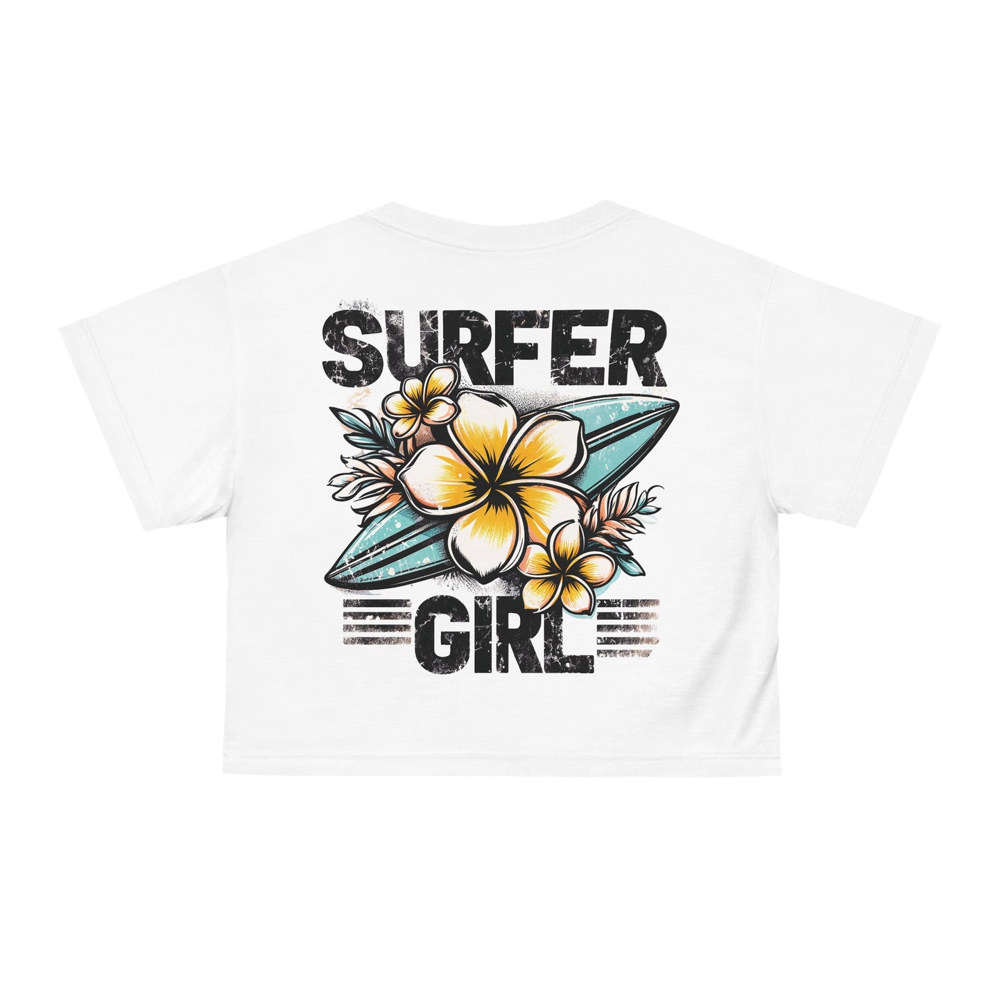 "Surfer Girl" #01, White Crop Tee