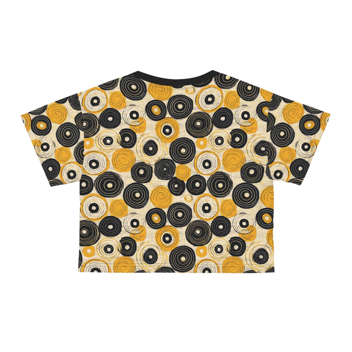 "Old 45's", Wearable Pattern Art Crop Tee (70's Black Collar)