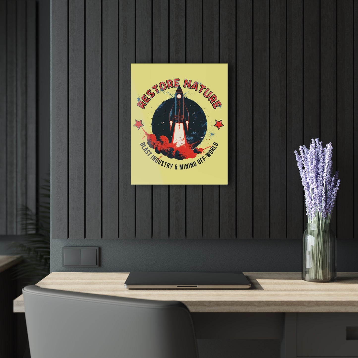 "Restore Nature", Acrylic Wall Prints (French Cleat Hanging) (Soft Lemon Yellow)