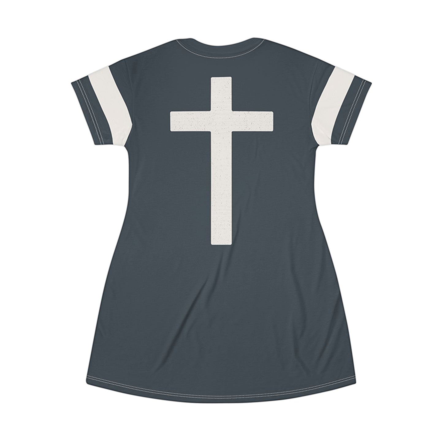 "Faith Overcomes Fear", T-Shirt Dress (Charcoal)