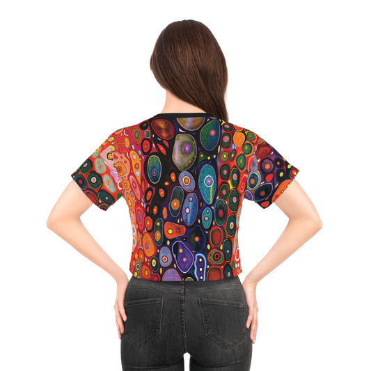 "Butterfly Colors", Wearable Fine Art Crop Tee (Void Black Collar)
