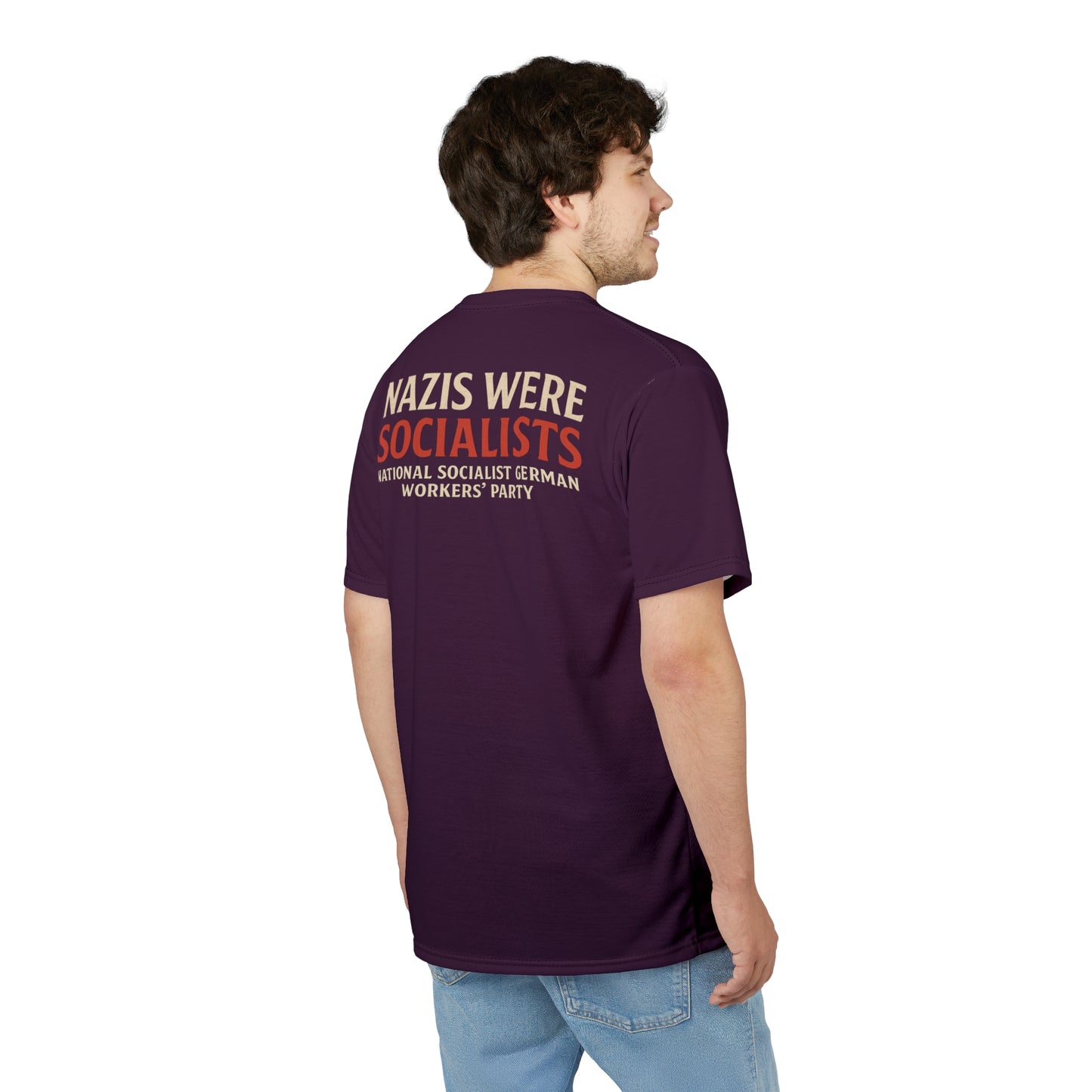 "Nazis were Socialists", Unisex T-shirt (Synallactida Purple)