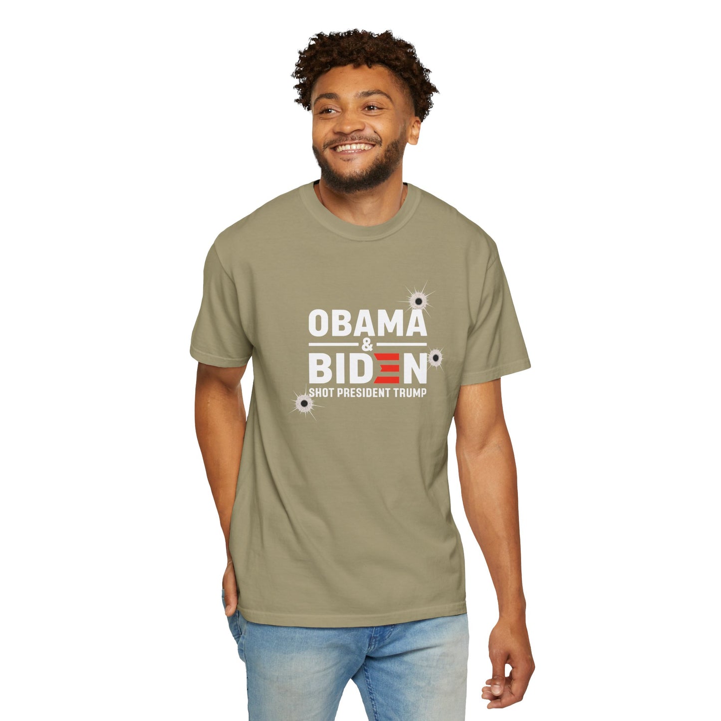 "Obama & Biden Shot President Trump", Unisex Black T-shirt